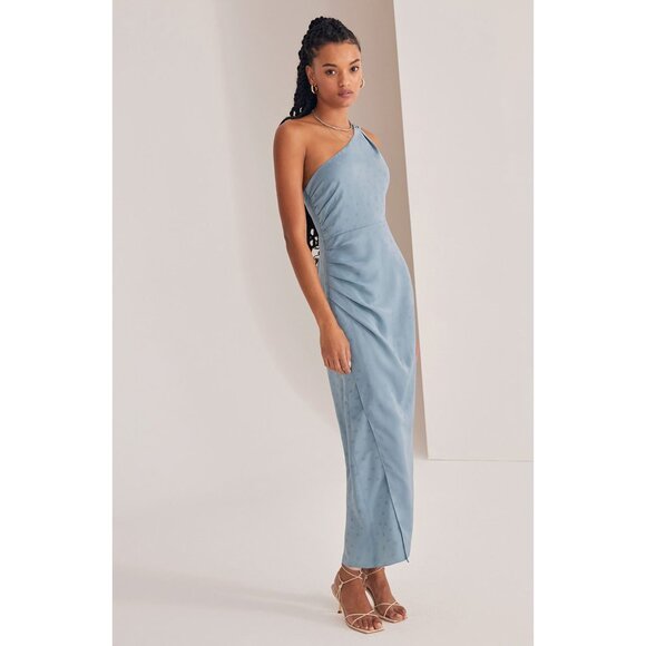 Favorite Daughter Dresses & Skirts - 🆕FAVORITE DAUGHTER The Singles Table One Shoulder Dress Gown Polka Dot Blue 2